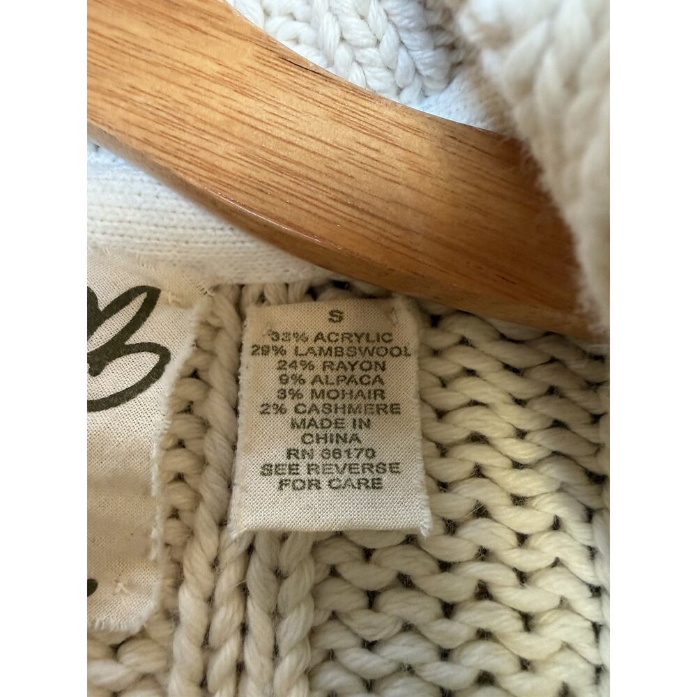 Field Flower Anthropologie Penguin Cardigan Cable Knit Chunky Sweater Size S - Picture 5 of 7